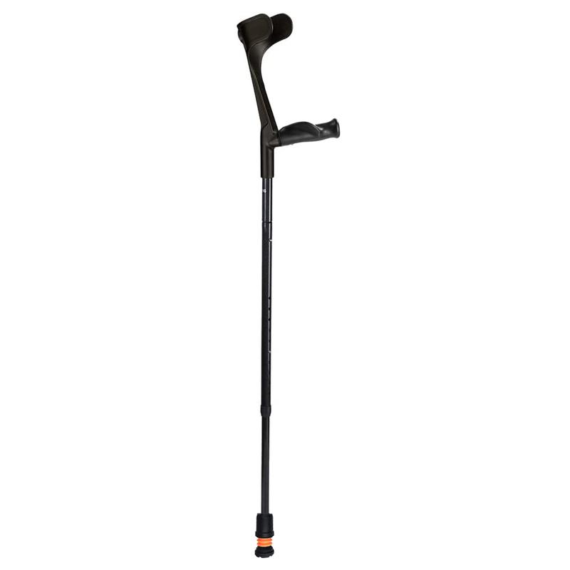 Flexyfoot Carbon Fibre Comfort-Grip Open-Cuff Black Folding Crutch (Left Hand)